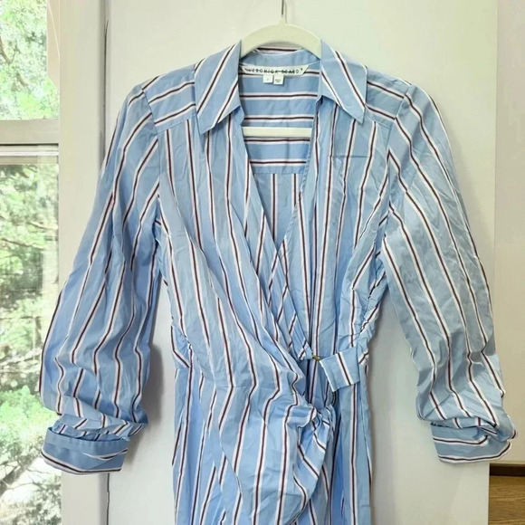 New Veronica Beard Afton Wrap Midi Dress Shirtdress Summer Lightweight Sz 2 - Picture 11 of 14
